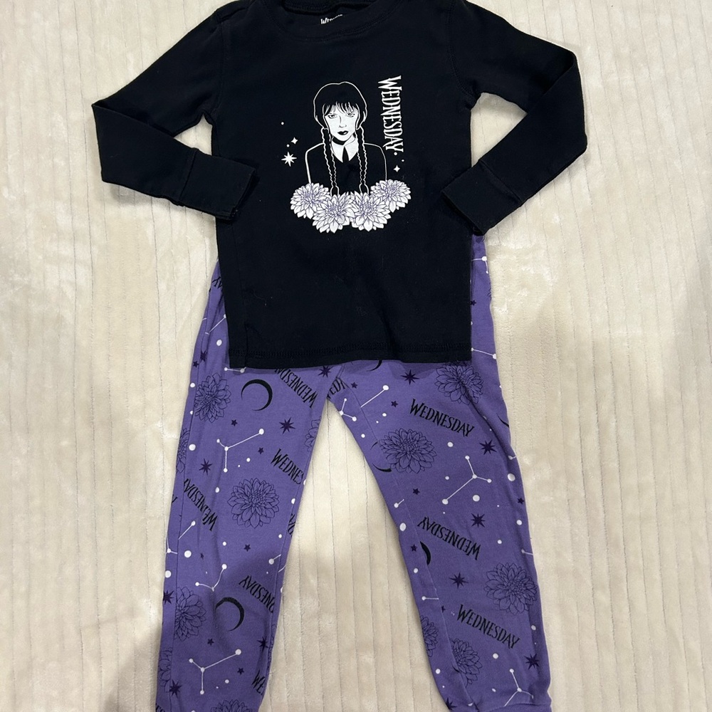 Old Navy Wednesday Adams Black and Purple Kids Pajama Set